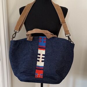 Parker Thatch Denim beaded Tote PRISTINE